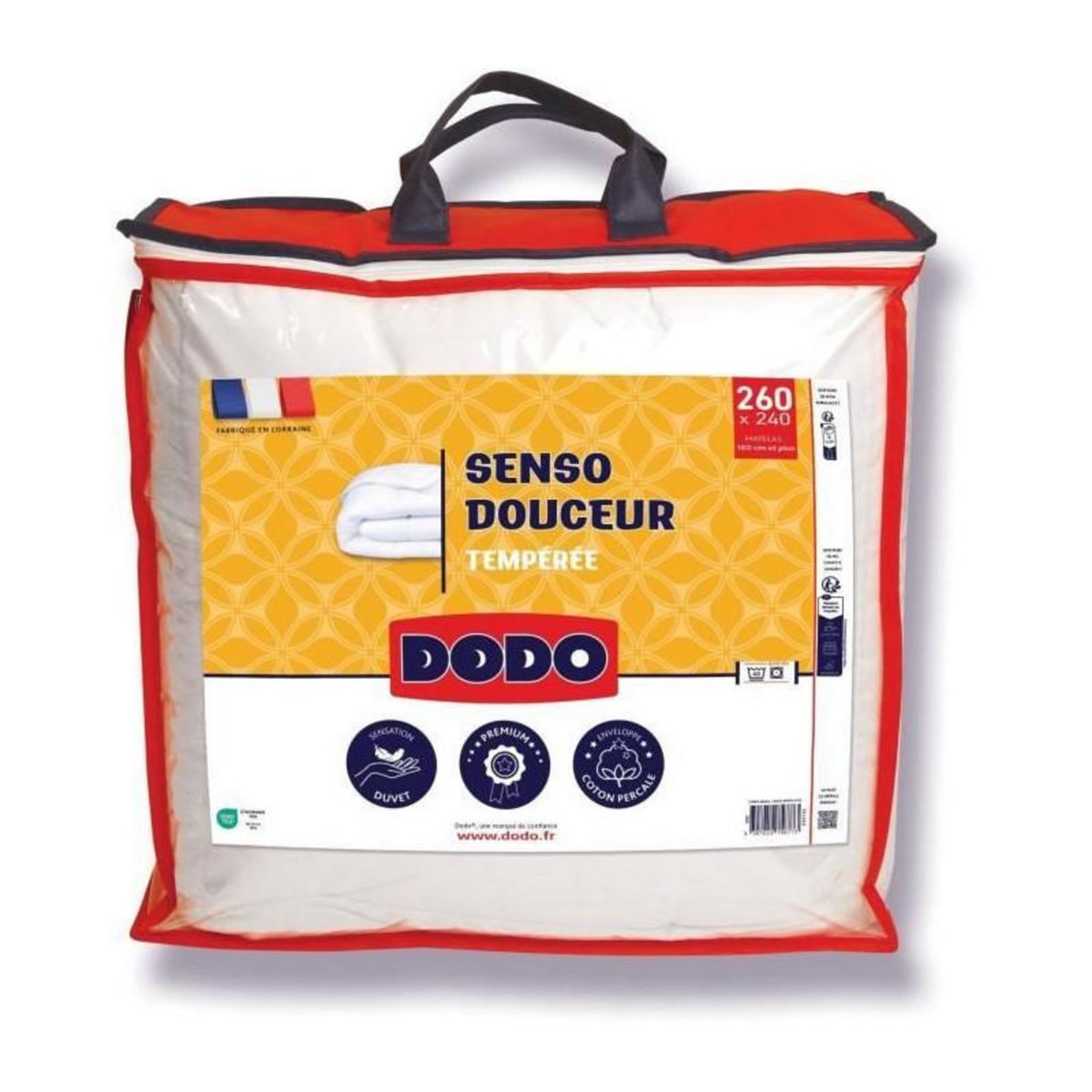 DODO DODO - Couette tempérée 350 g/m² - SENSO DOUCEUR - 240 x 260 cm - Blanc