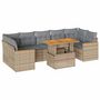 Voir la diapositive 2 : VIDAXL Salon de jardin avec coussins 8 pcs beige resine tressee acacia