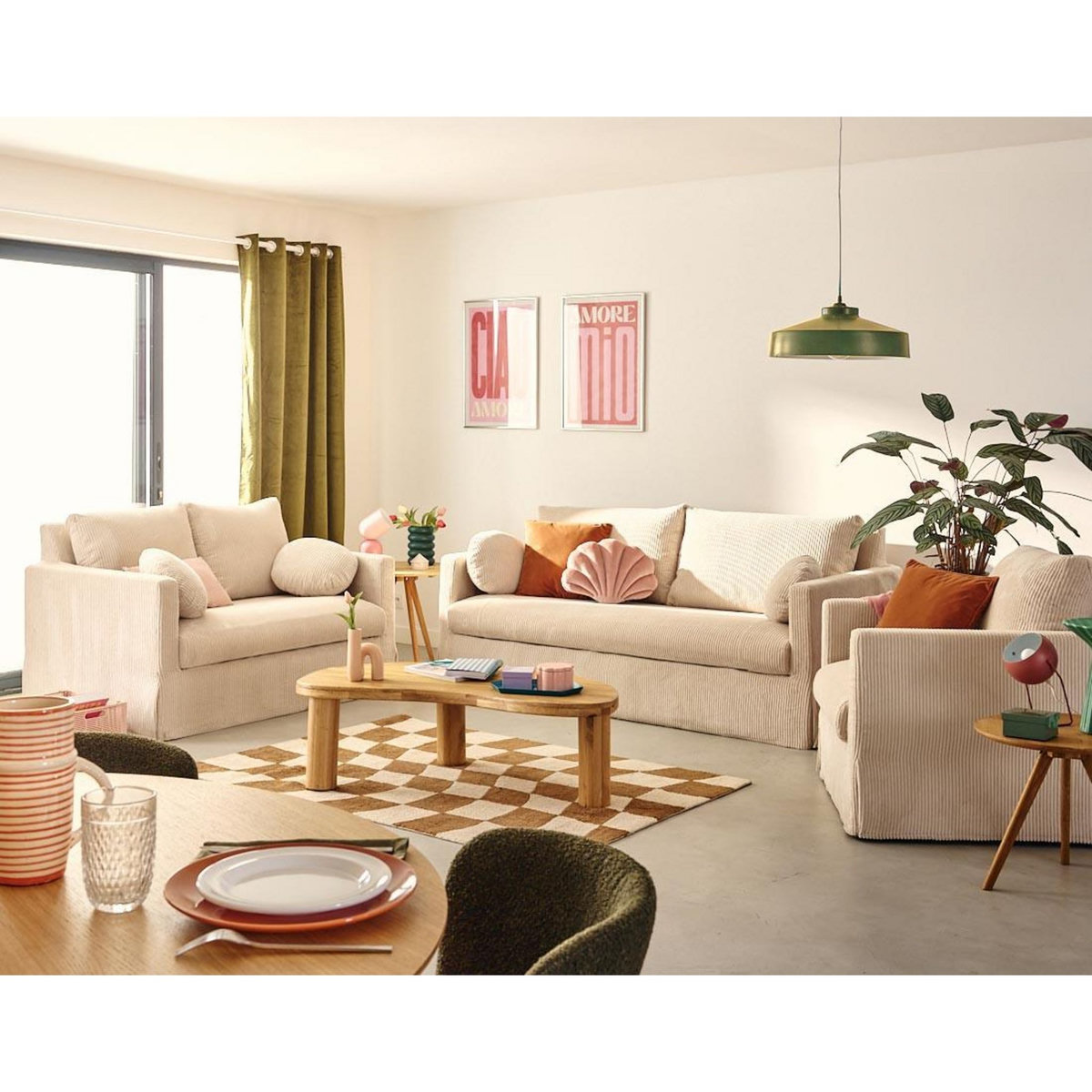 LISA DESIGN Serena - fauteuil déhoussable en velours côtelé