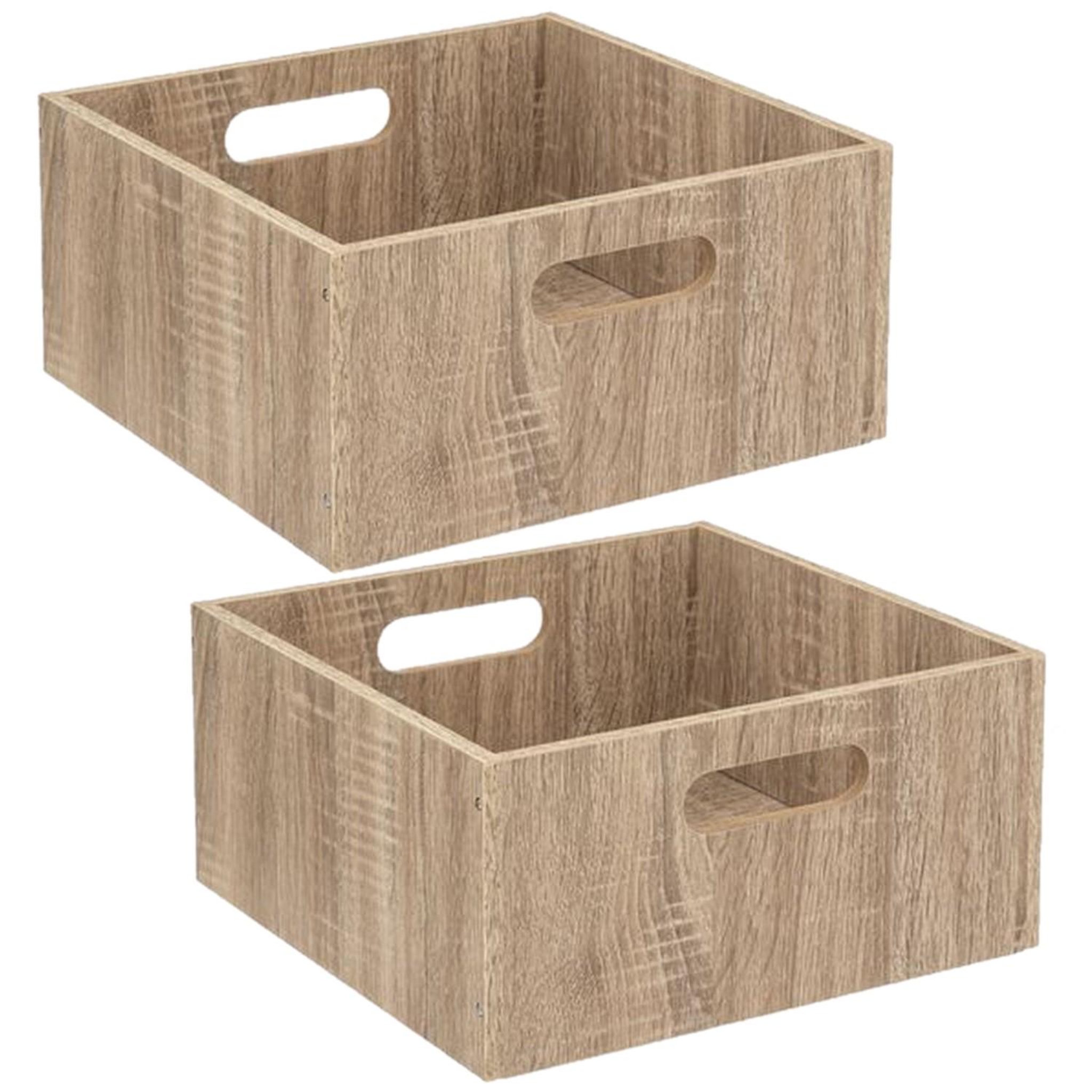 Voir la diapositive 1 : TOILINUX Lot de 2 Boîtes de rangement carrée en MDF