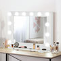 Voir la diapositive 2 : HOMCOM Miroir maquillage Hollywood lumineux LED tactile - 12 LED, luminosité réglable, fonction mémoire - métal MDF blanc verre
