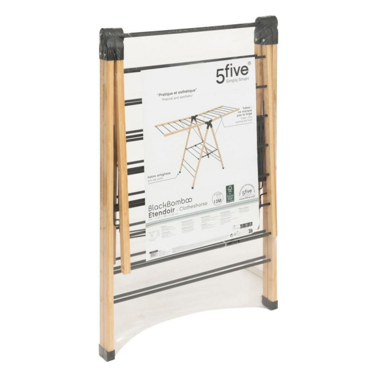 ATMOSPHERA Etendoir à linge 13M noir et bambou
