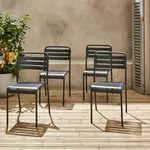 SWEEEK lot de 4 chaises de jardin acier, Amélia, L44 x P52 x H79cm. Coloris disponibles : Orange, Gris, Vert