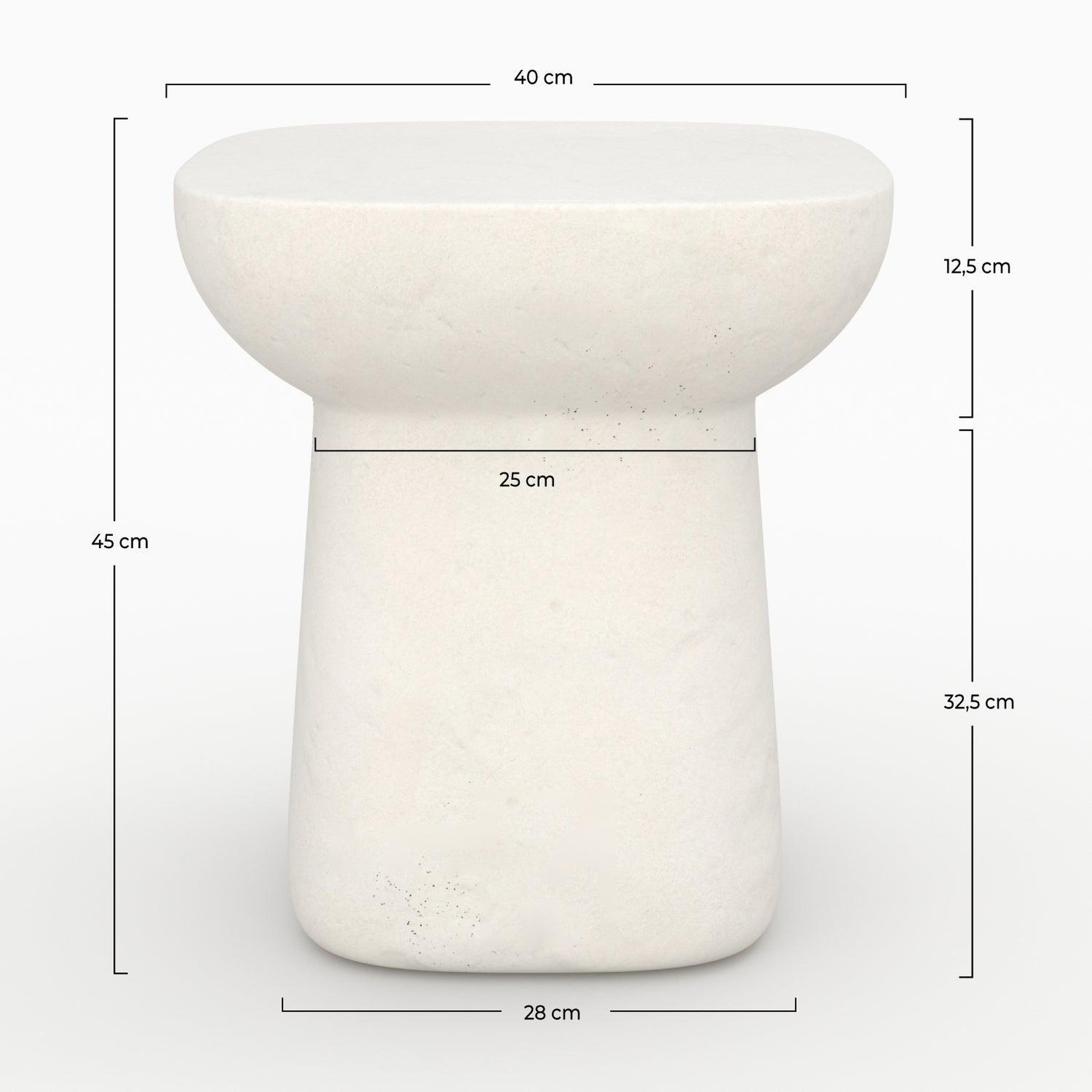 Voir la diapositive 4 : MAISON PAVANE Table d'appoint carrée blanche en fibre d'argile effet béton-samui