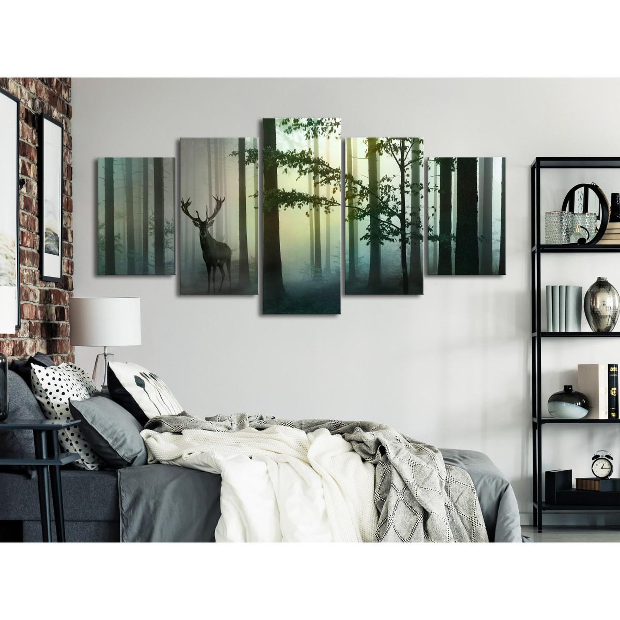Voir la diapositive 2 : Paris Prix Tableau imprimé 5 panneaux  morning wide green