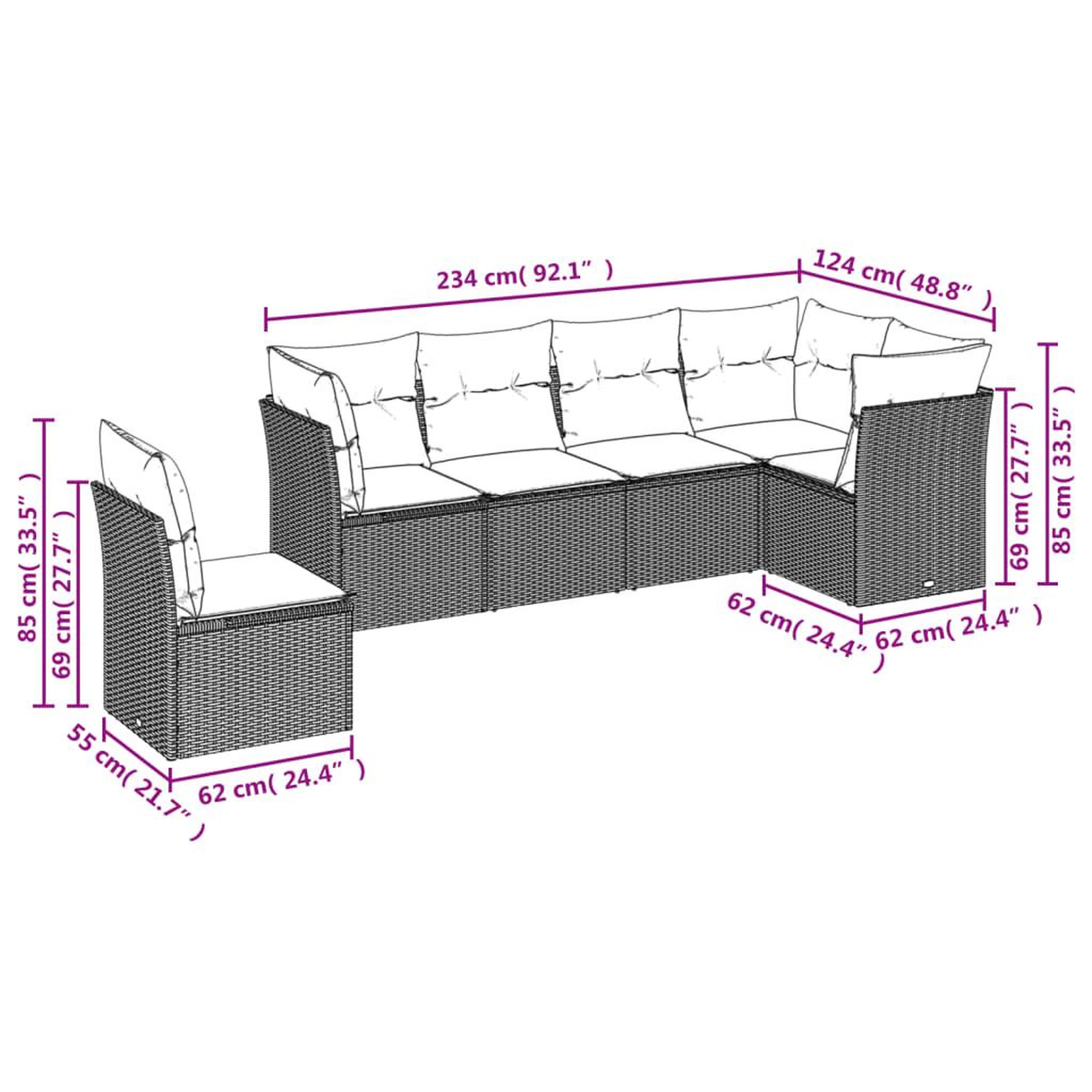 Voir la diapositive 4 : VIDAXL Salon de jardin 6 pcs avec coussins gris resine tressee