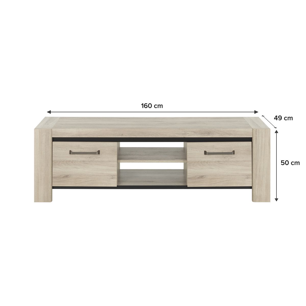 Meuble TV 2 portes  L160xH50xP49cm ROBIN