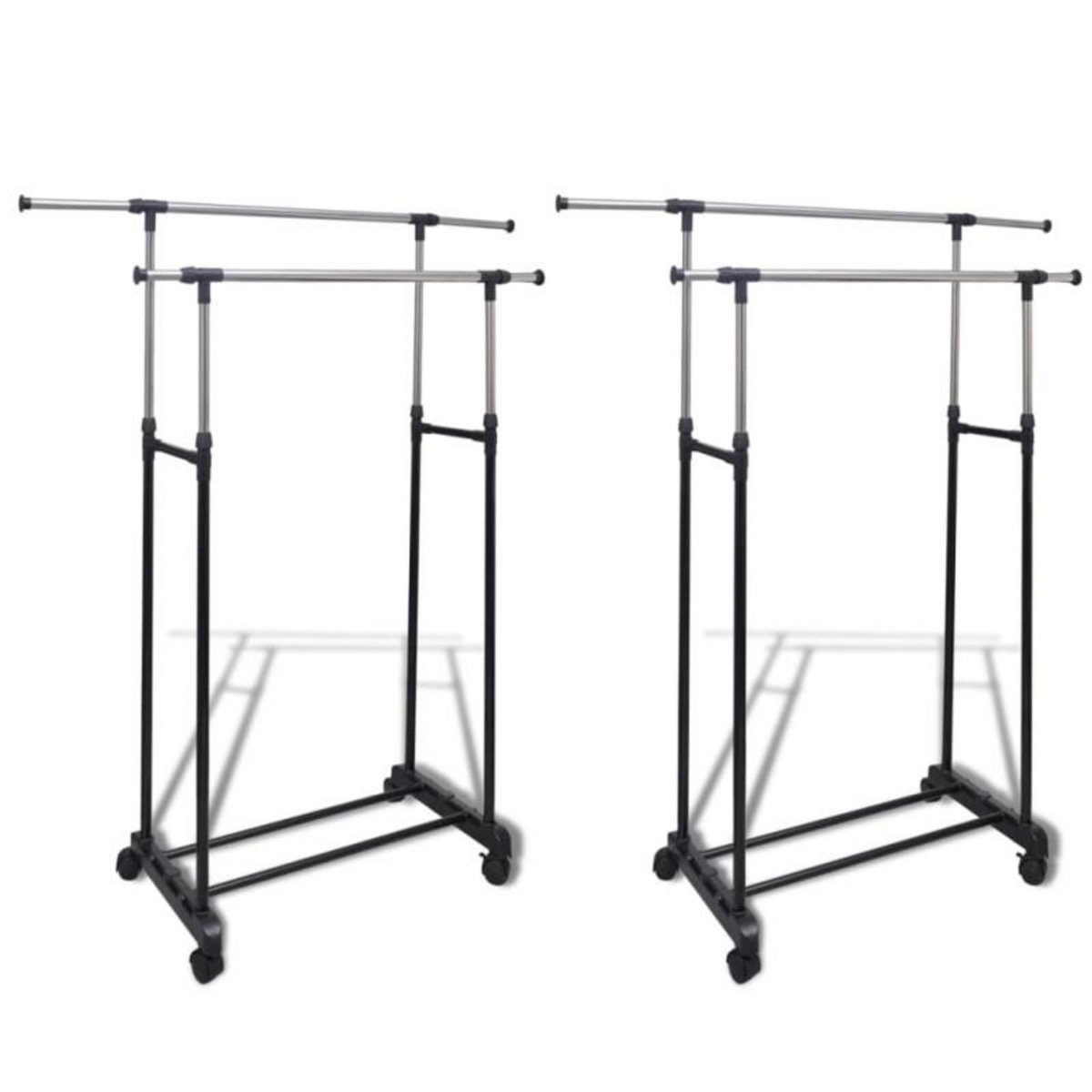 VIDAXL Porte manteaux réglables 2 pcs 2 rails d accrochage