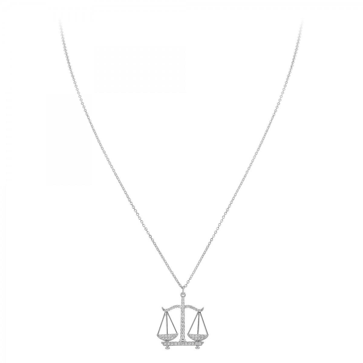 SC CRYSTAL Collier signe astrologique balance orné de Cristaux scintillants par SC Crystal en Métal rhodié