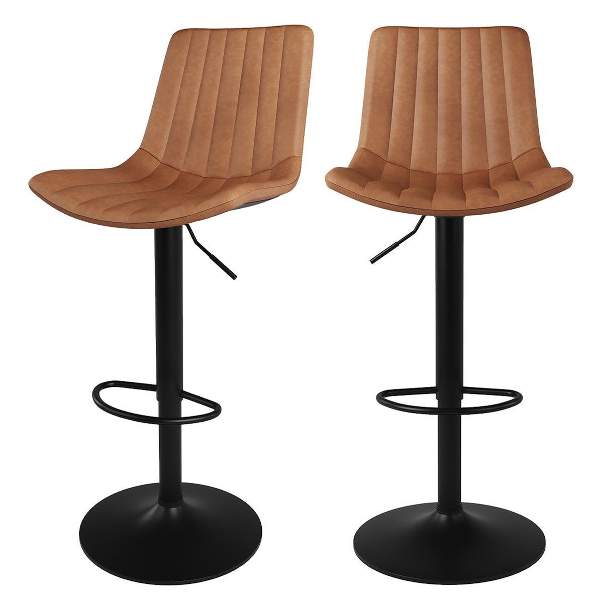 Rendez vous déco Lot de 2 chaises de bar réglables 62,5/83 cm camel en cuir synthétique - Killi