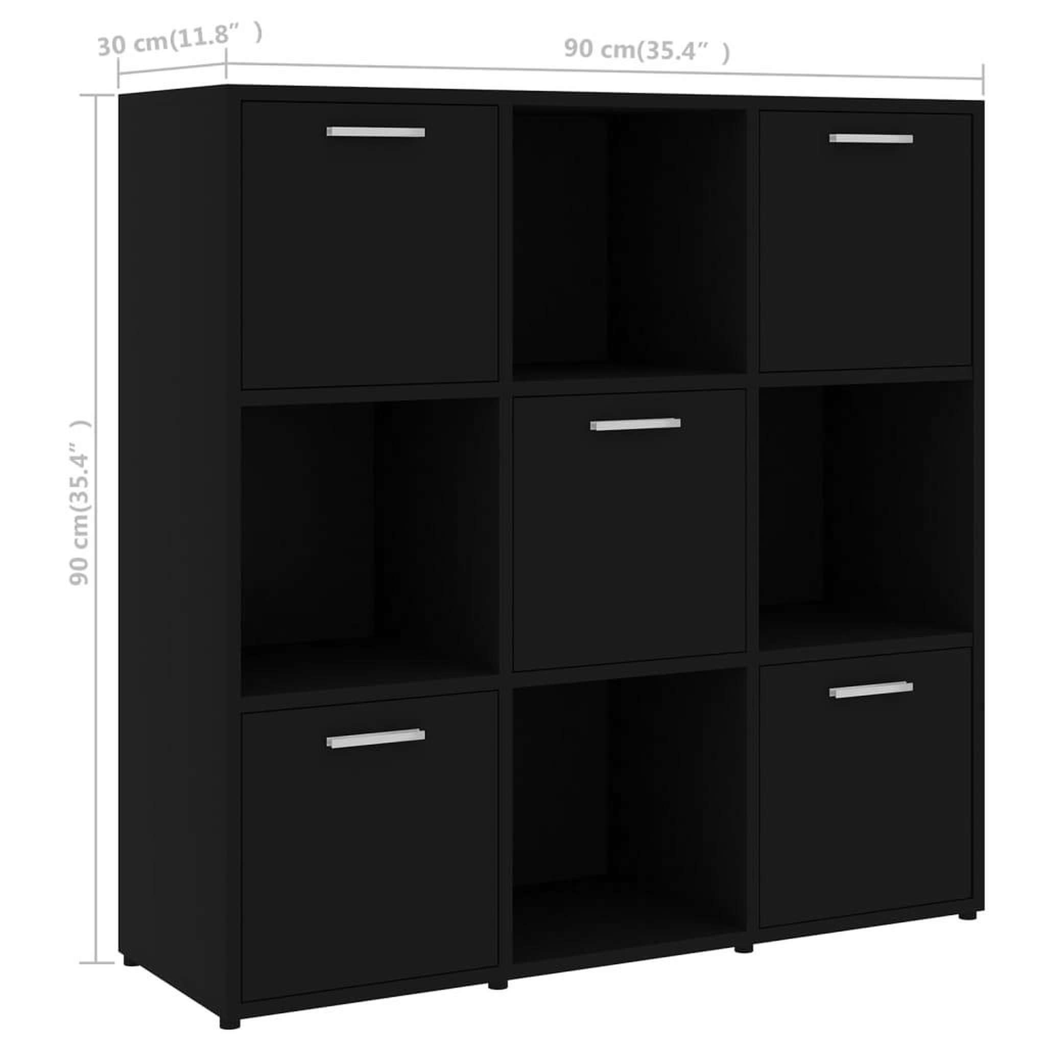 Voir la diapositive 6 : VIDAXL Bibliotheque Noir 90x30x90 cm Bois d'ingenierie
