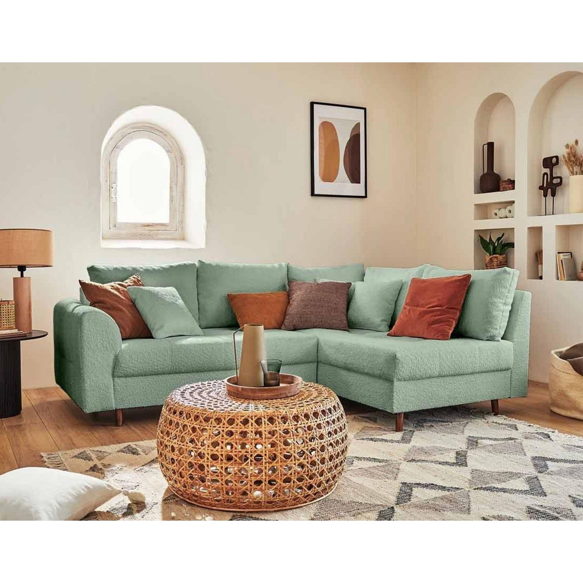 LISA DESIGN Rune - canapé d'angle droit - 4 places - en tissu bouclette