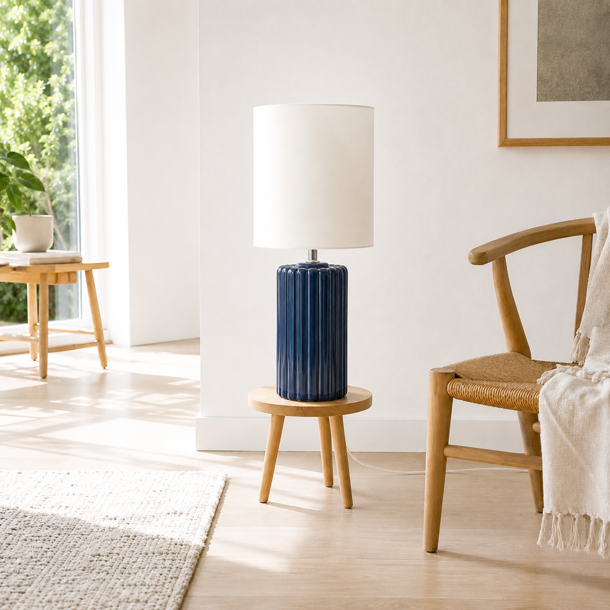 Voir la diapositive 5 : MAISON PAVANE Lampe à poser en céramique bleue-Palladio