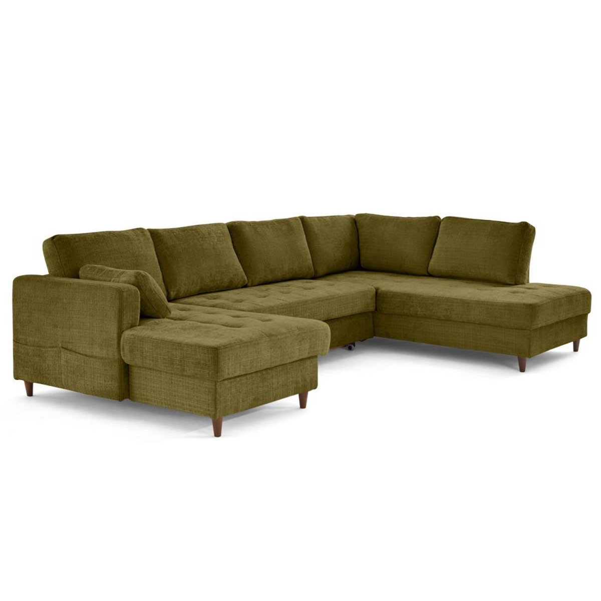 LISA DESIGN Anna - canapé panoramique d'angle droit 7 places convertible avec coffre en velours texturé