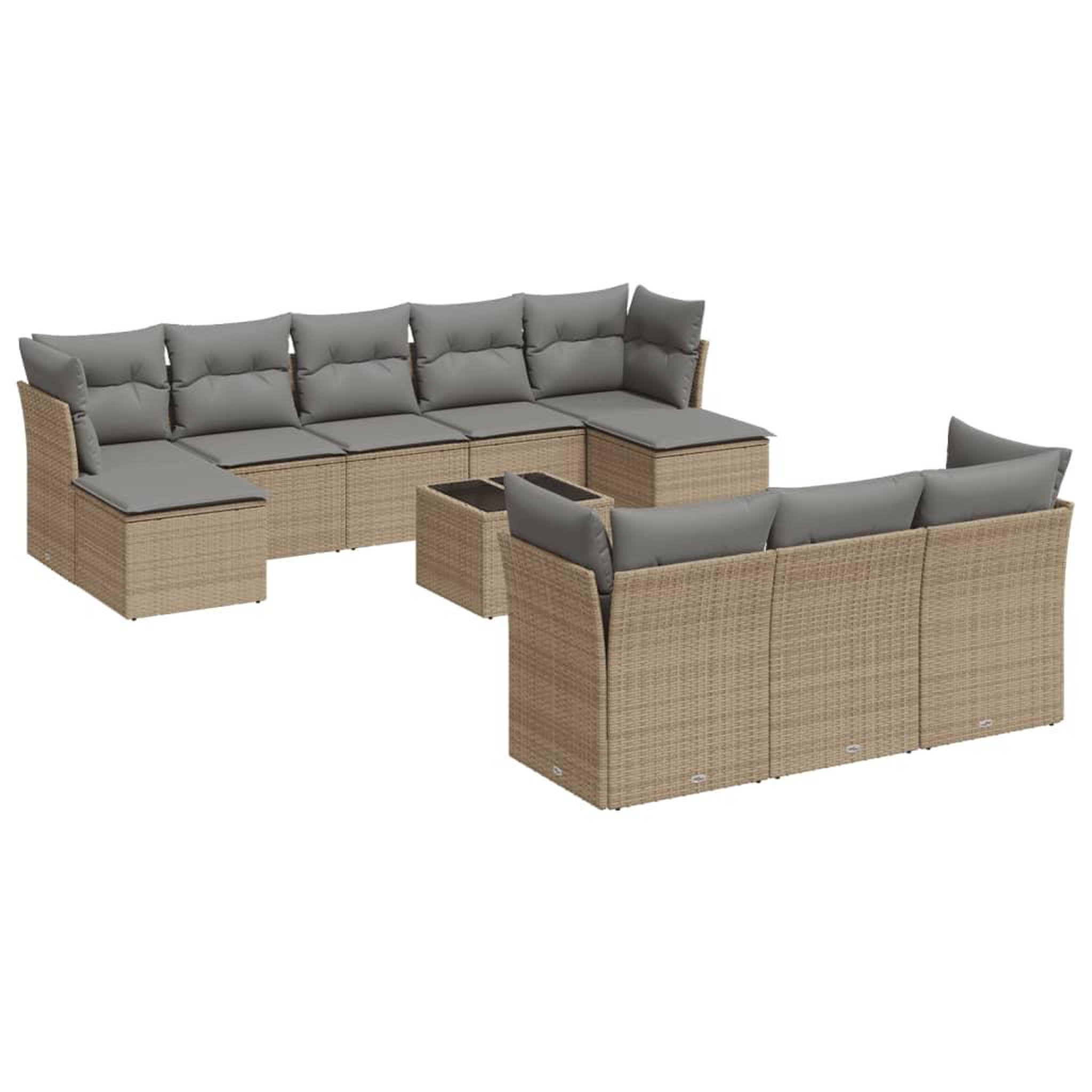 Voir la diapositive 2 : VIDAXL Salon de jardin 11 pcs avec coussins beige resine tressee