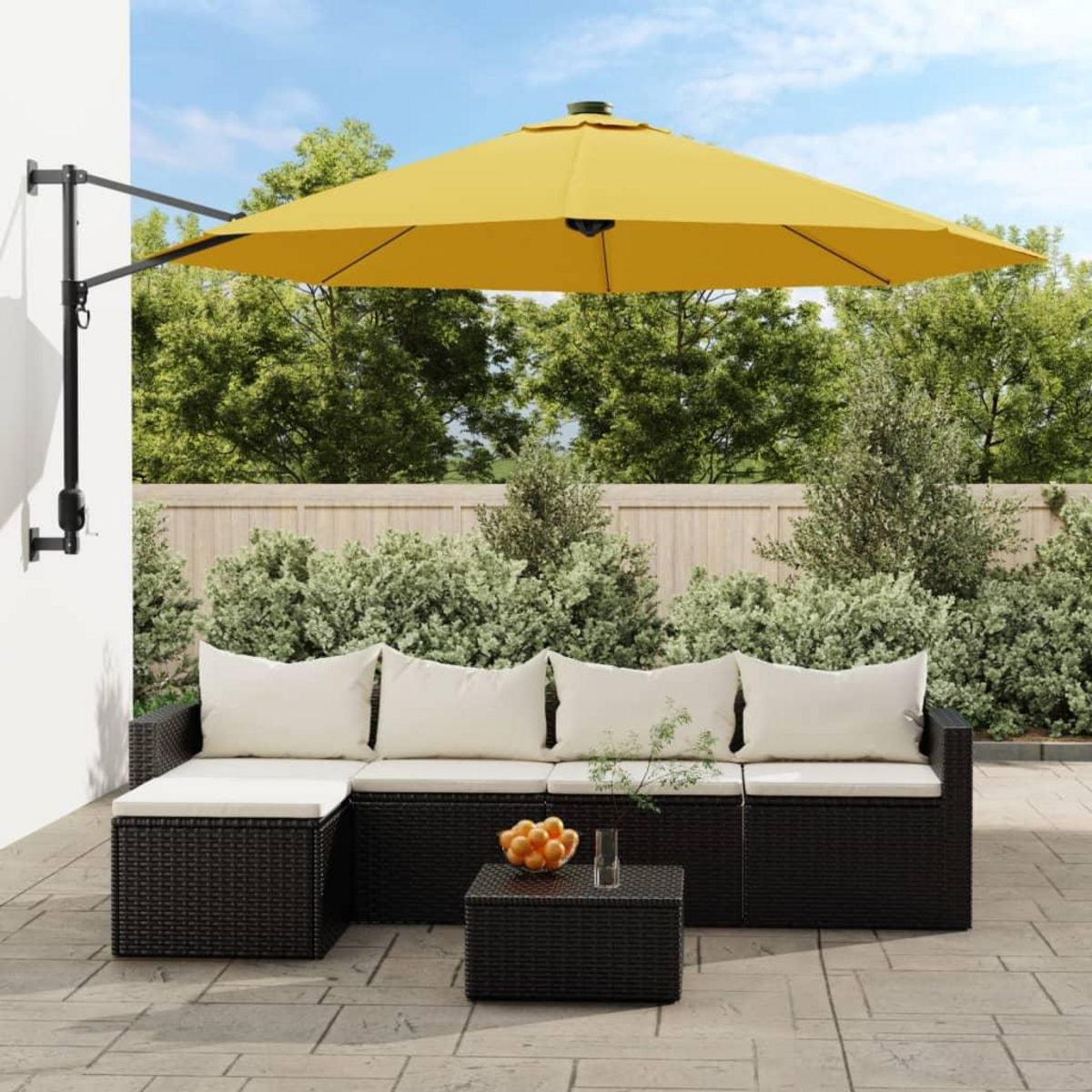 VIDAXL Parasol mural jaune 290 cm