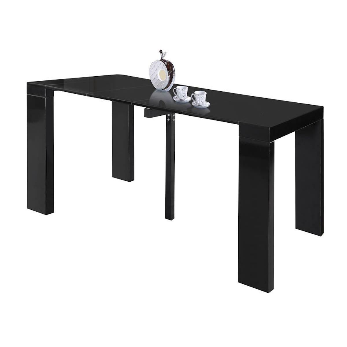 Habitat et Jardin Table repas extensible  Dina  - 200/40 x 94 x 75 cm -  Noir laqué