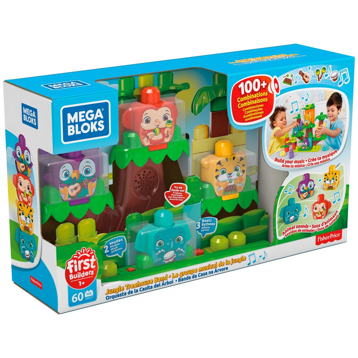 MEGABLOKS Mega Blocks - Jeu de construction interactif "la jungle musicale" 60 pièces