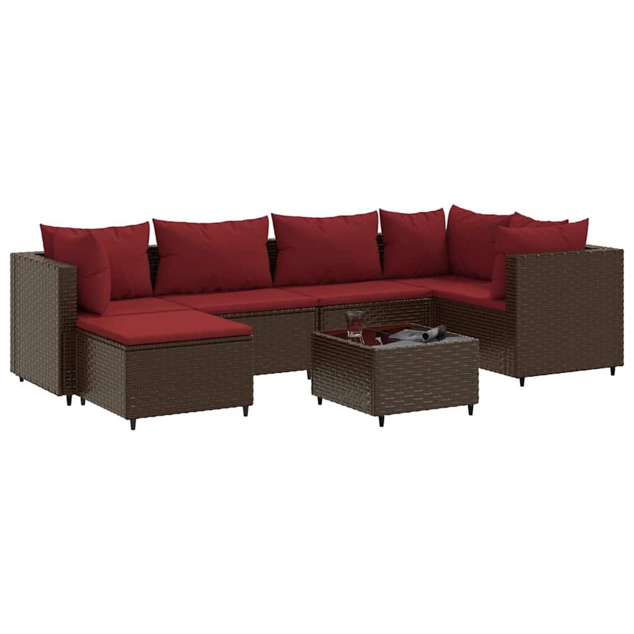 Voir la diapositive 2 : VIDAXL Salon de jardin avec coussins 7 pcs marron resine tressee