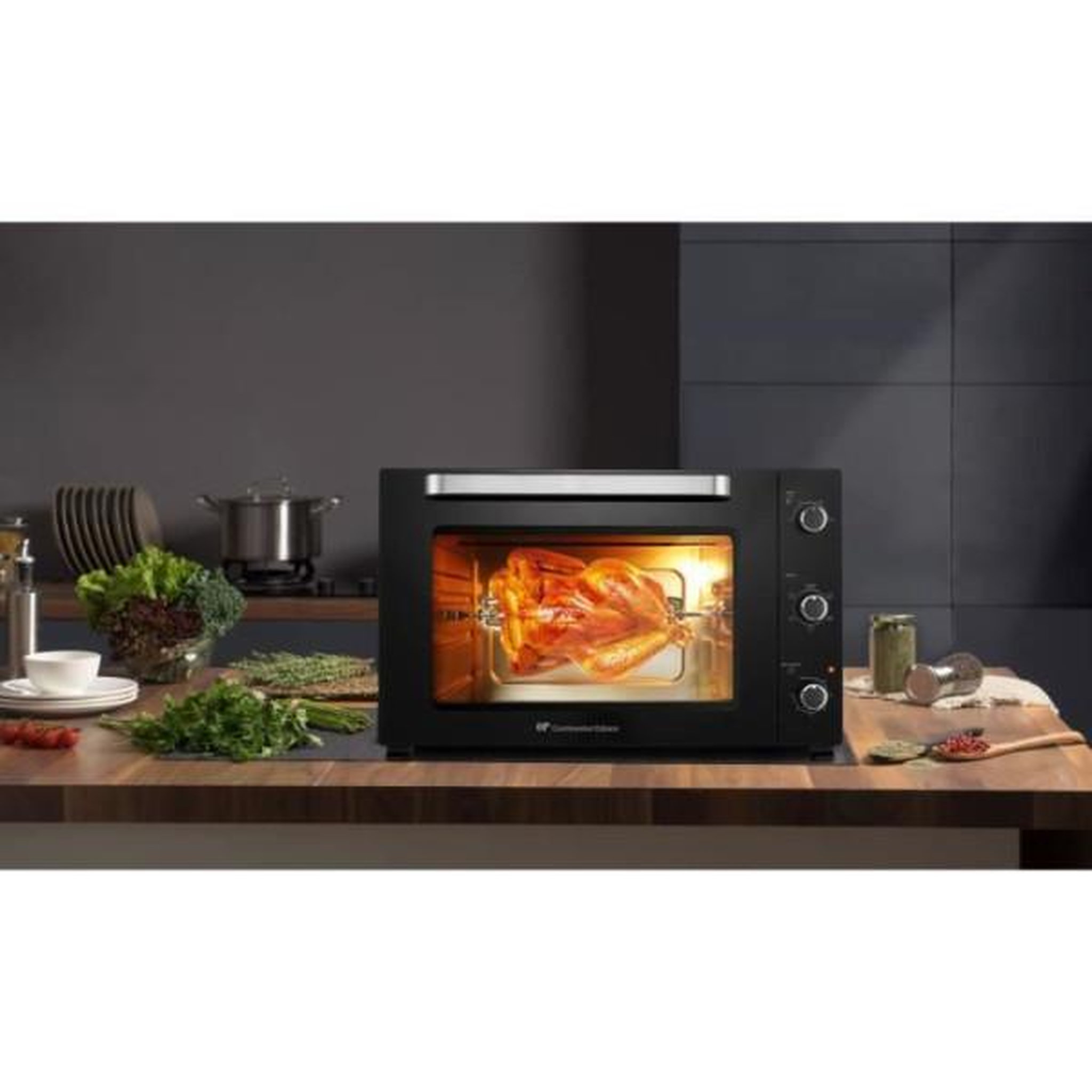 Voir la diapositive 3 : CONTINENTAL EDISON Mini Four Electrique  -Chaleur tournante- CONTINENTAL EDISON - CEMF80B - Noir - L68 x H42,8 x P 48 cm