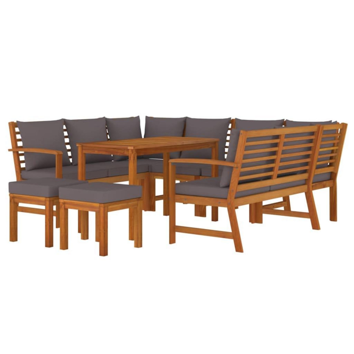VIDAXL Ensemble a manger de jardin coussins 9 pcs Bois acacia
