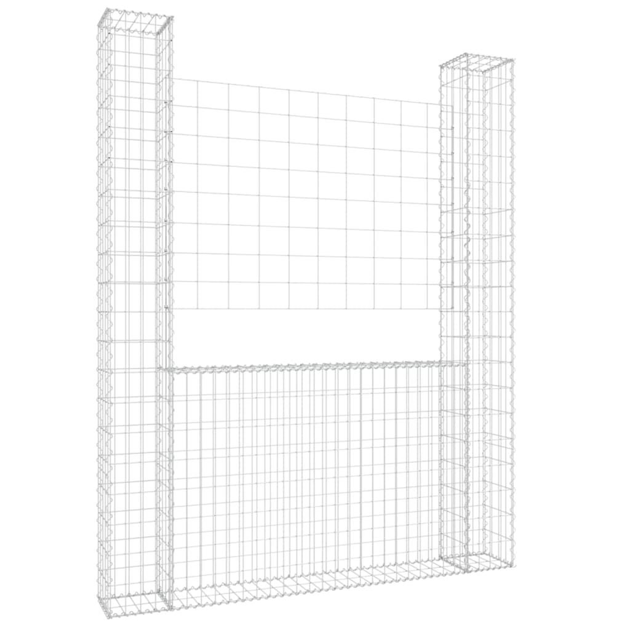 Voir la diapositive 2 : VIDAXL Panier de gabion en forme de U avec 2 poteaux Fer 140x20x200 cm