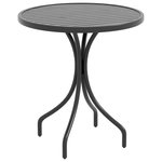 OUTSUNNY Table de jardin ronde Ø 66 cm acier plateau à lattes noir