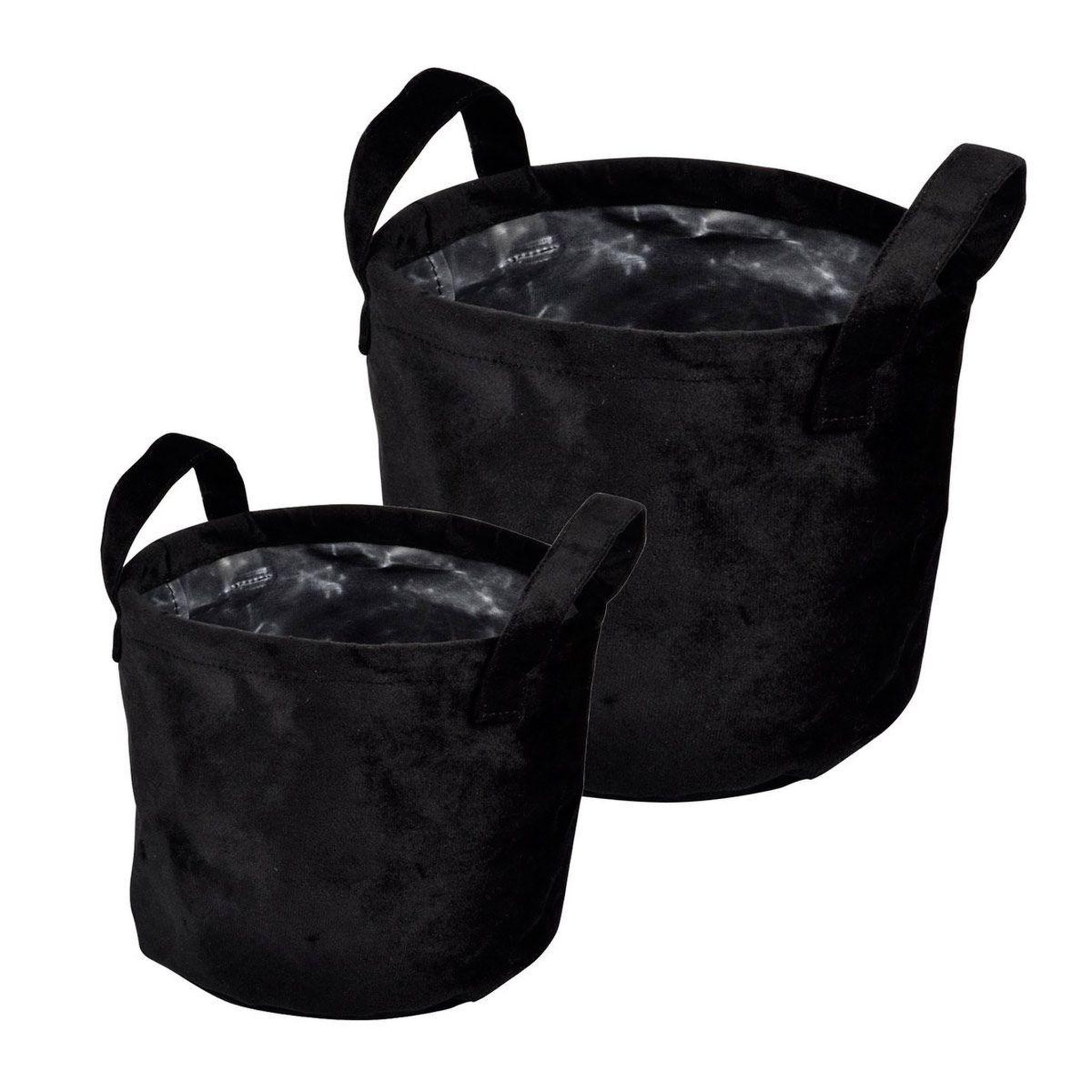 Douceur d'Intérieur Lot de 2 Panières Rondes  Velvet  19cm Noir