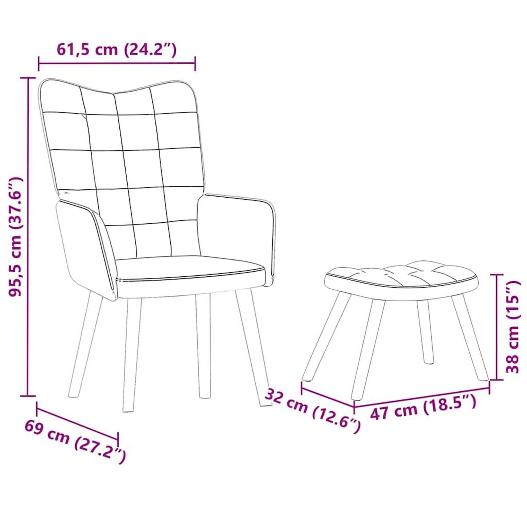 Voir la diapositive 6 : VIDAXL Chaise de relaxation avec tabouret Gris clair Velours