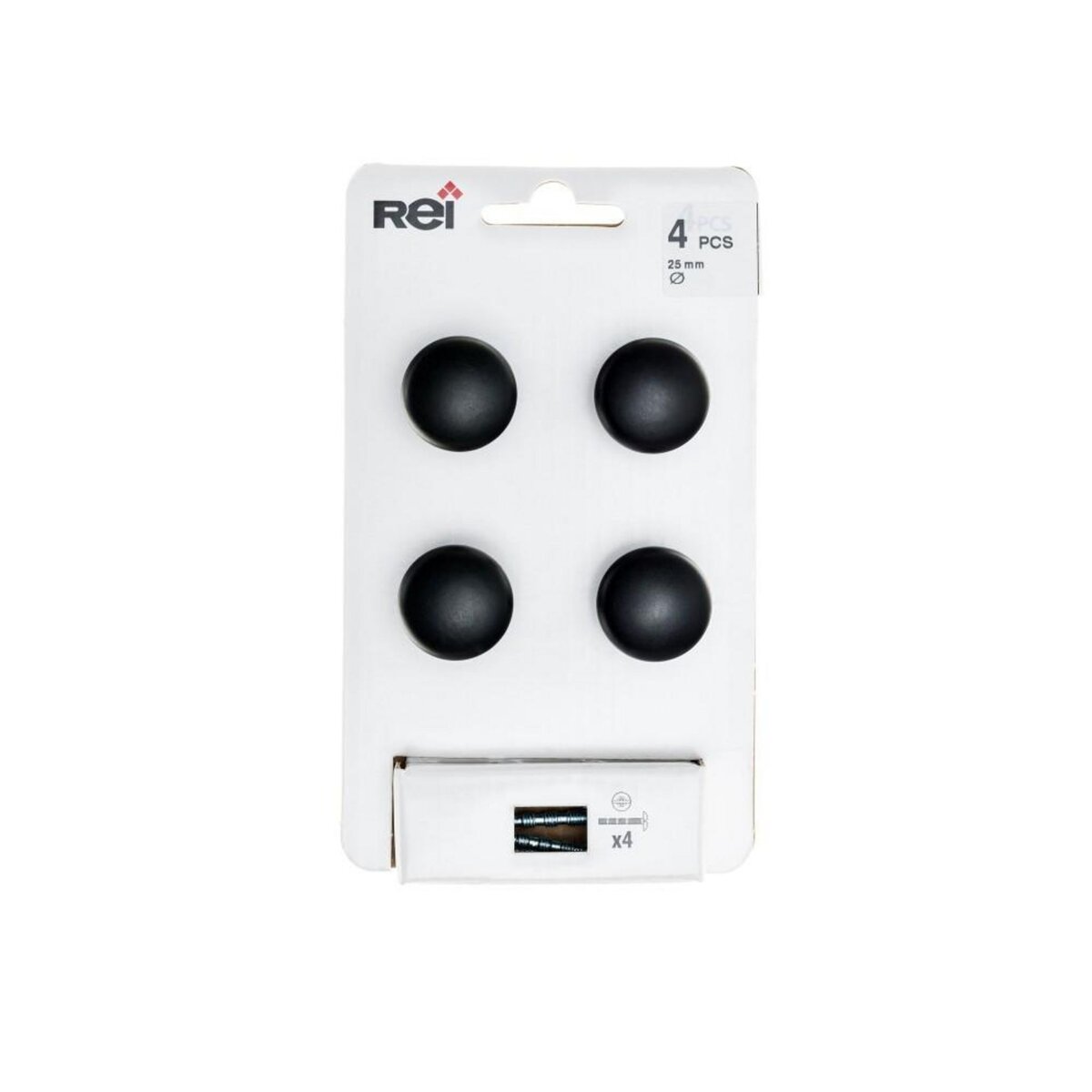 CENTRALE BRICO Lot de 4 boutons de meuble Rond zamak peint H.24 x l.25 x P.25 mm