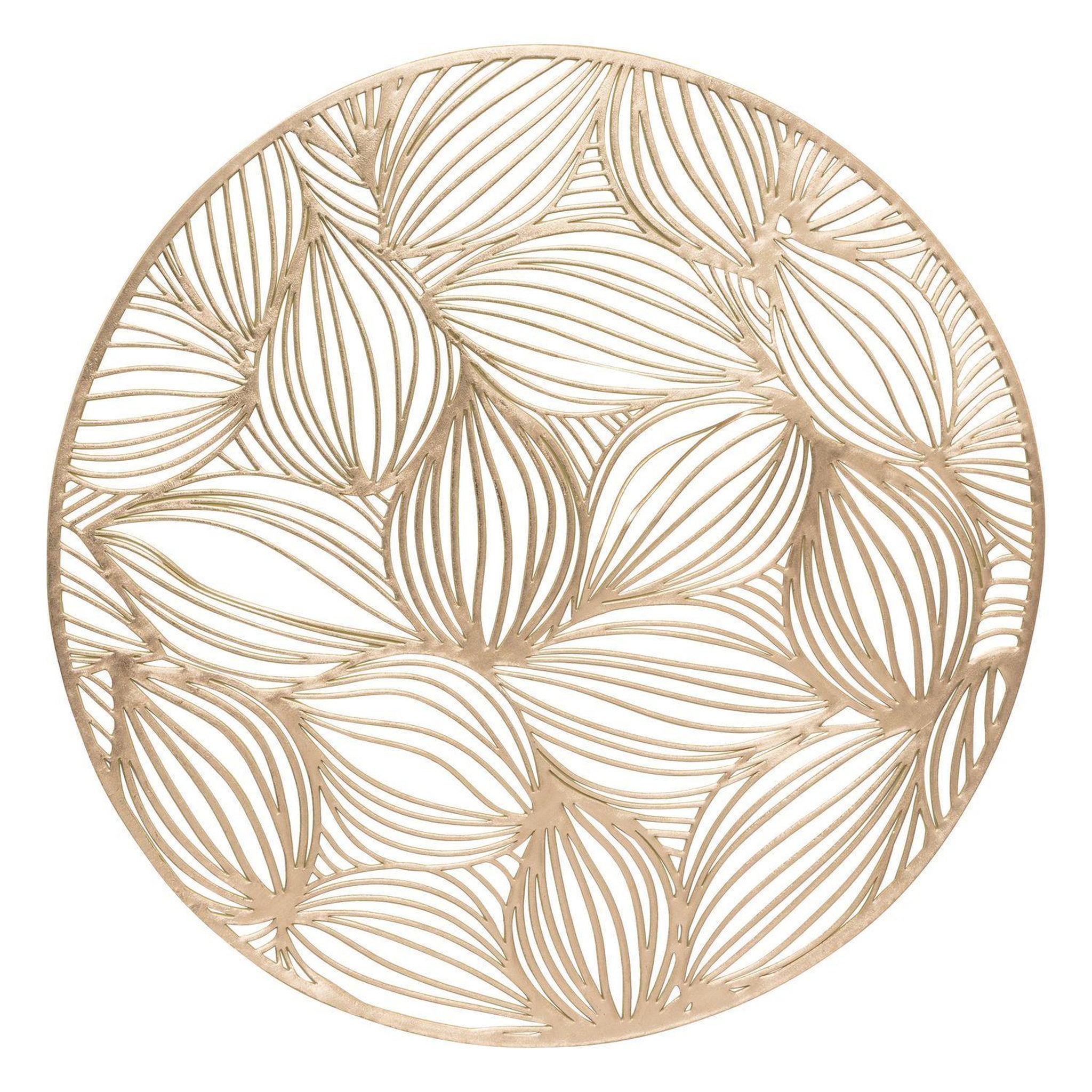 Voir la diapositive 2 : TOILINUX Lot de 6 sets de table motif feuillage atomne - diam 38 cm - doré