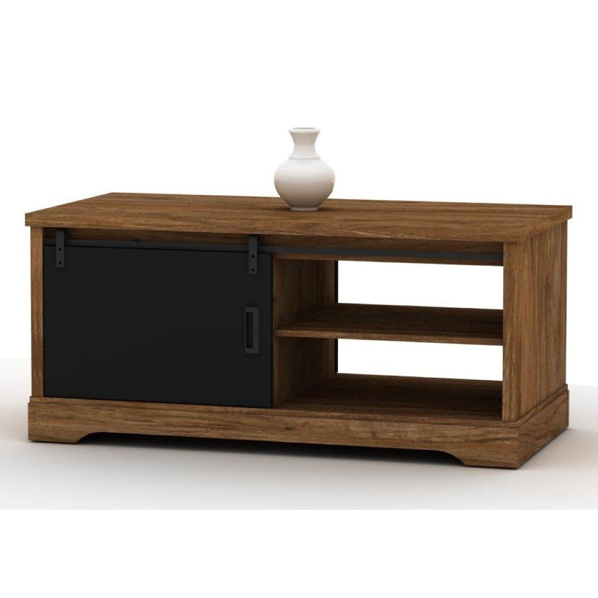 JLC KREATION Table basse industrielle rectangle noir et bois 120cm nova