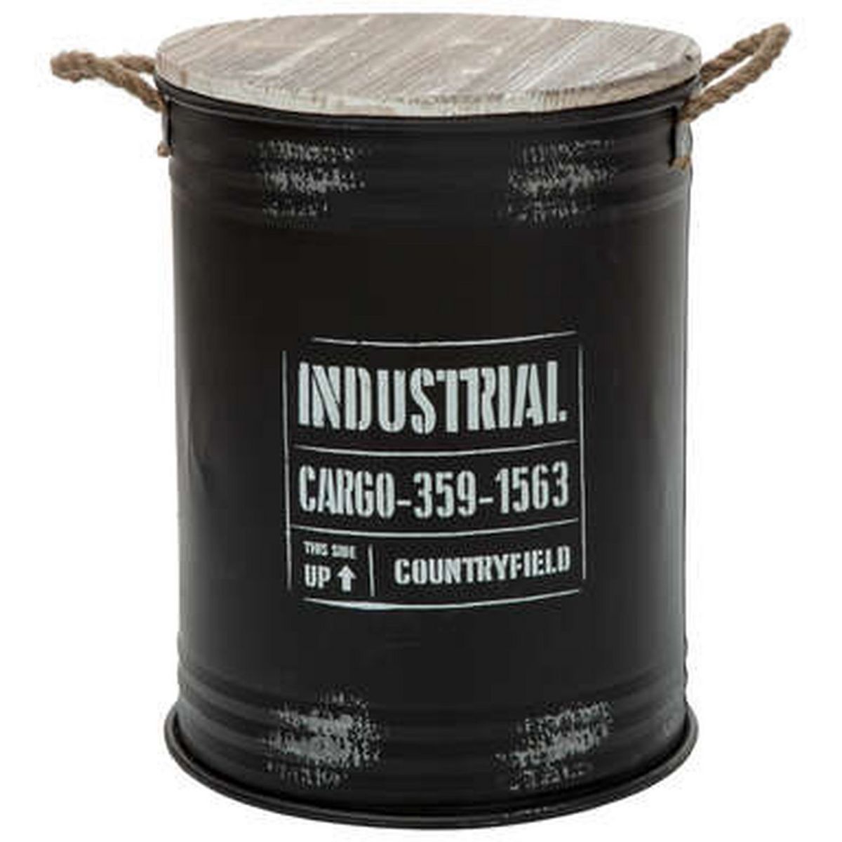 Lot de 3 coffres en forme de bidon Style industriel avec poignées