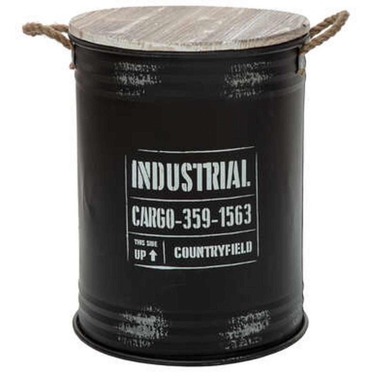 Lot de 3 coffres en forme de bidon Style industriel avec poignées