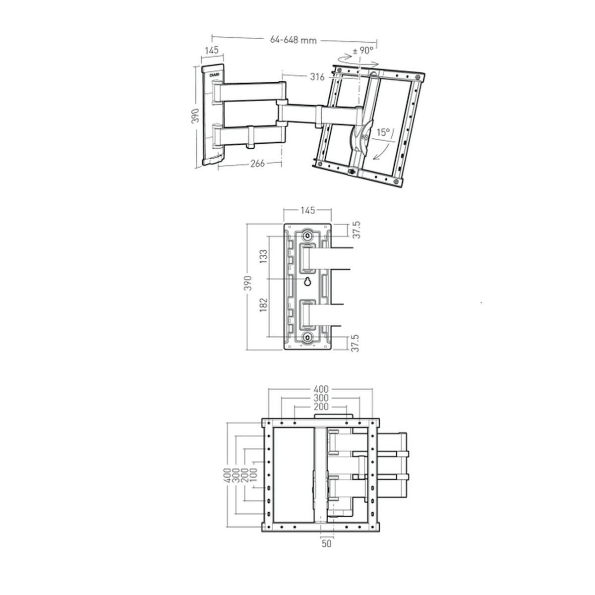 Erard Support mural inclinable/orientable pour écran 40 à 80 - 048740