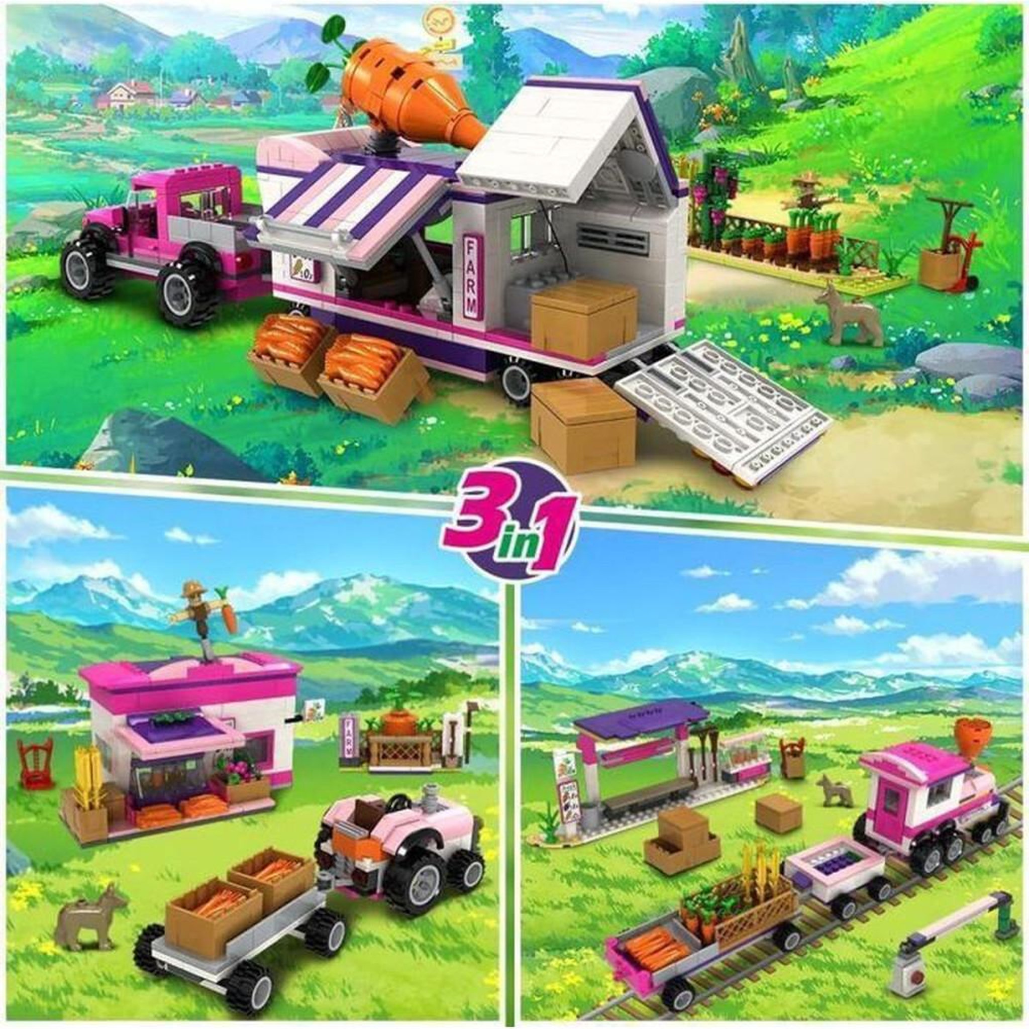 Voir la diapositive 4 : Ensemble de construction transformable 3-en-1 ferme 8831, 835 pièces avec LED