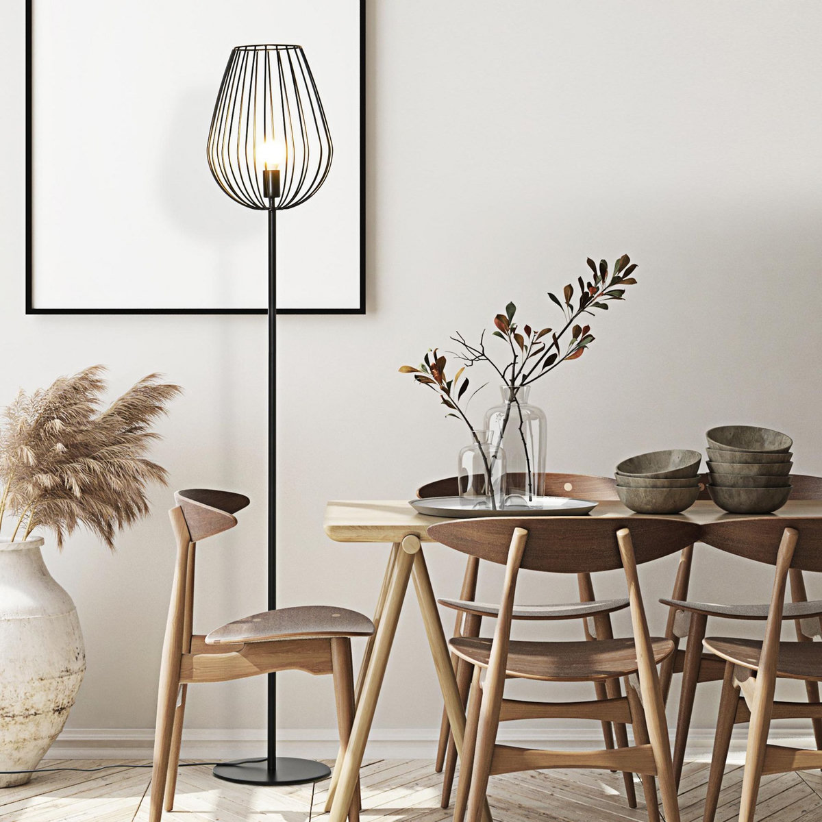 HOMCOM Lampadaire design industriel metal filaire ampoule E27 40 W max. 27,5 x 27,5 x 159 cm noir