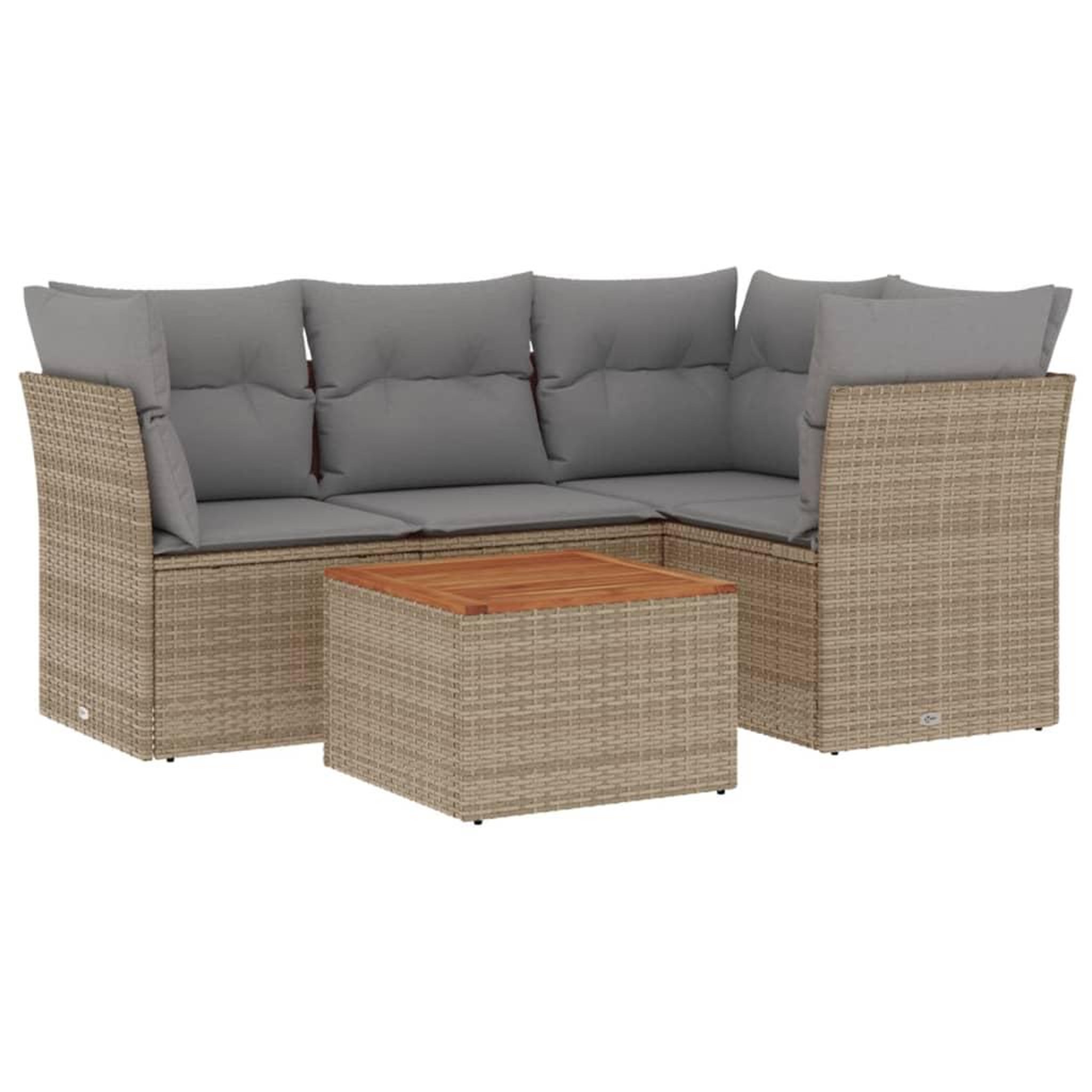 Voir la diapositive 2 : VIDAXL Salon de jardin avec coussins 5pcs melange beige resine tressee