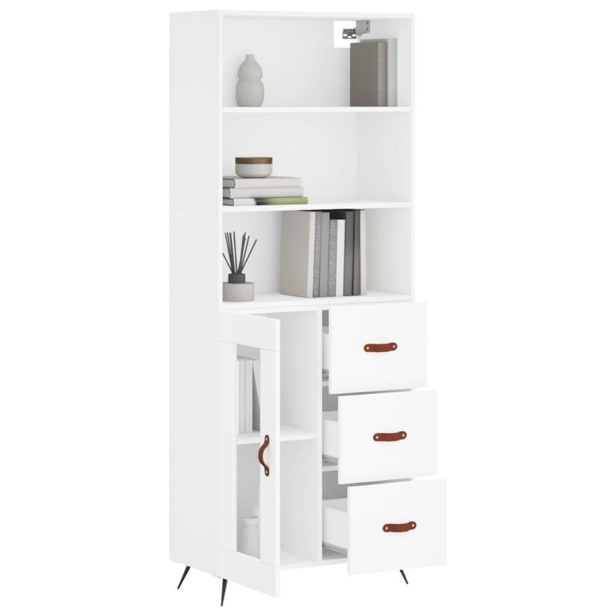 VIDAXL Buffet haut Blanc 69,5x34x180 cm Bois d'ingenierie