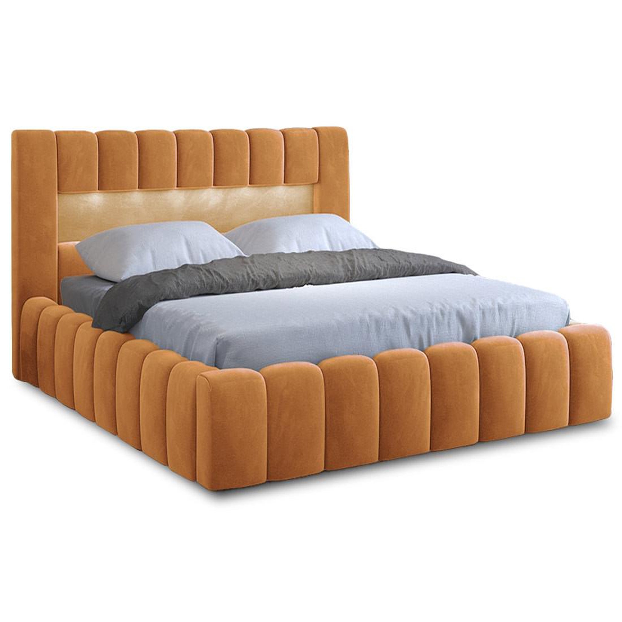 Voir la diapositive 1 : BEST MOBILIER Cleo - lit coffre avec led - 180x200 cm - sommier inclus - en velours