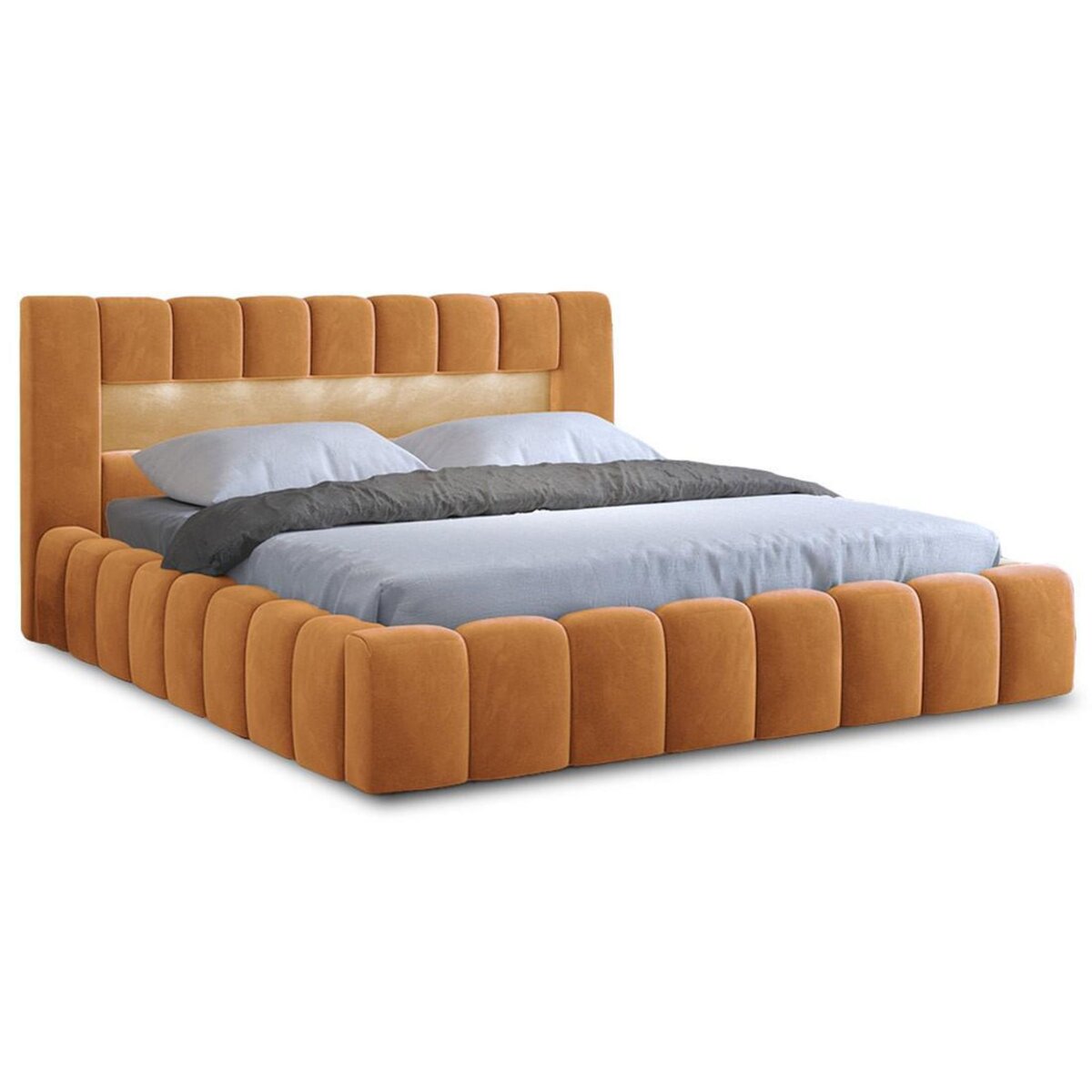 BEST MOBILIER Cleo - lit coffre avec led - 180x200 cm - sommier inclus - en velours