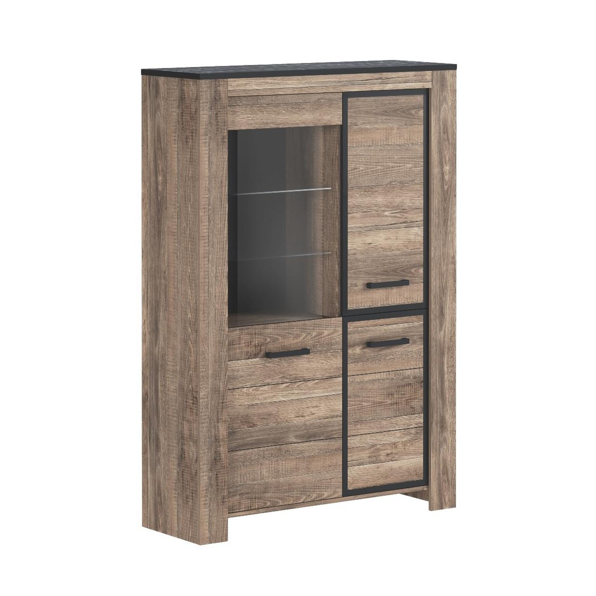 JLC KREATION Argentier moderne en bois avec porte vitrée LED OLIVE