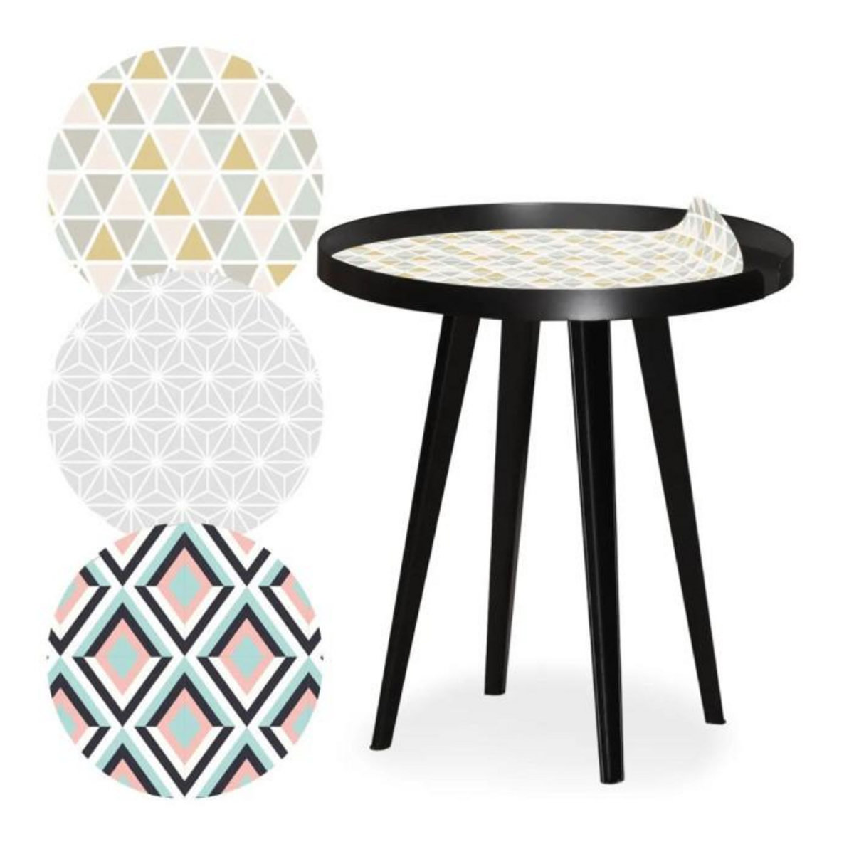 Paris Prix Table d'Appoint à Rebord 3 Covers  Scandinave  45cm Noir