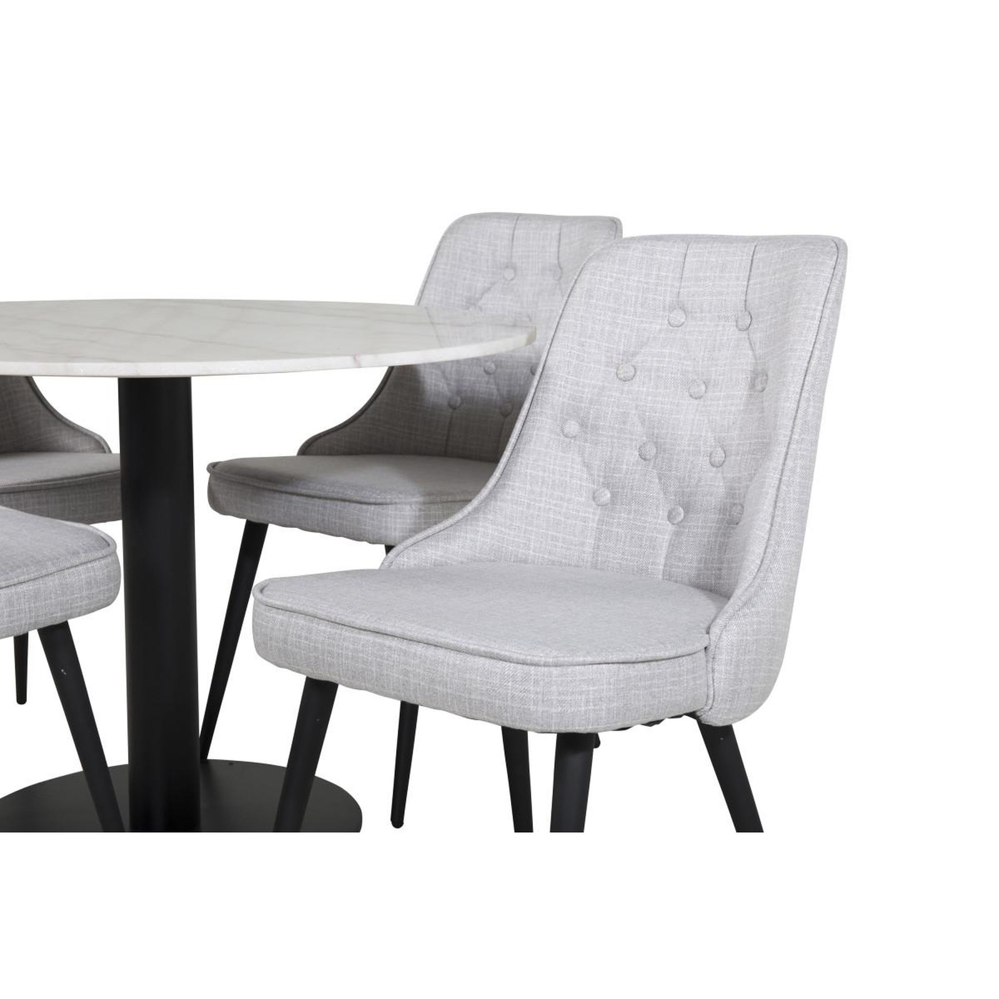 Voir la diapositive 2 : Paris Prix Ensemble table à manger & 4 chaises  estelle i & deluxe  106cm blanc & gris