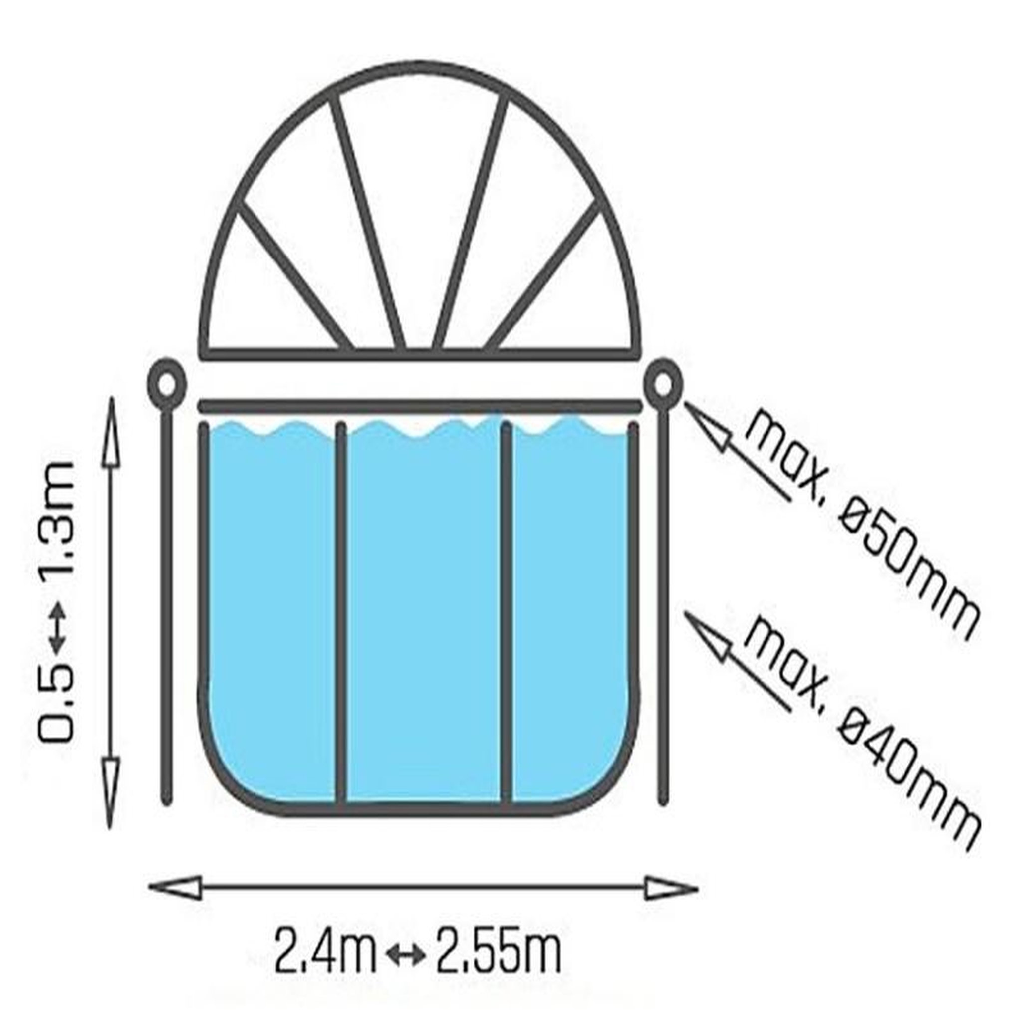 Voir la diapositive 6 : EXIT TOYS Dôme pour piscine tubulaire ronde de Ø 2,40 à 2,55 m - Exit Toys