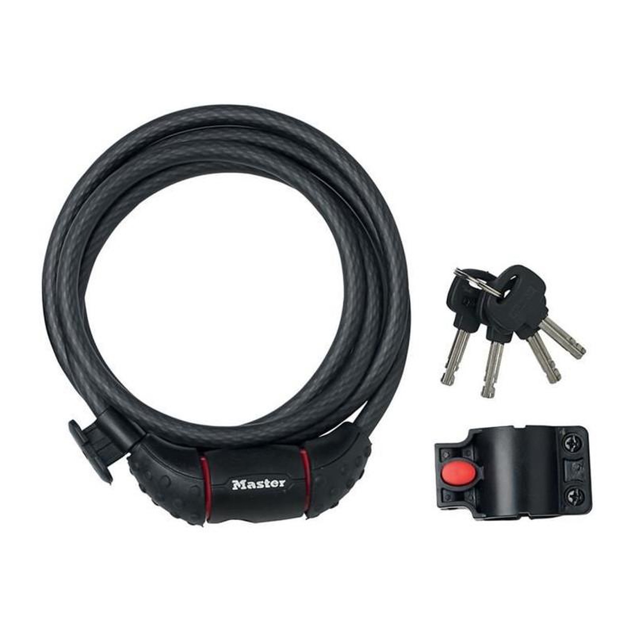 Master lock MASTER LOCK Cable Antivol Vélo [1,8 m Câble] [Clé] [Extérieur] [Support Fixation Vélo] 8130EURDPRO