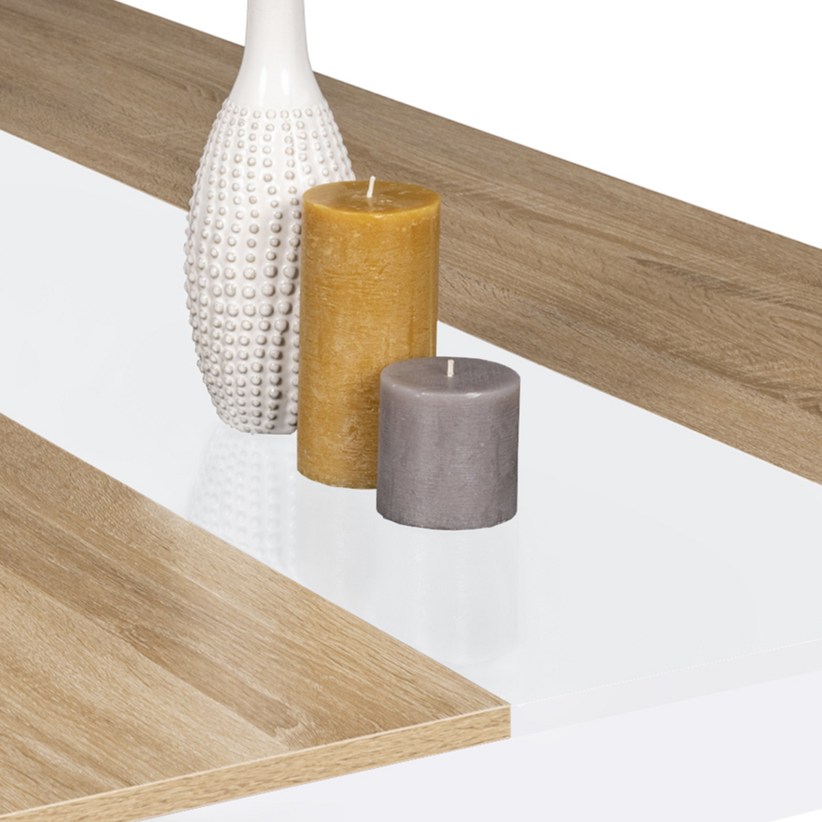 ID MARKET Table à manger rectangle GEORGIA 8 personnes blanche et imitation hêtre 160 x 90 cm