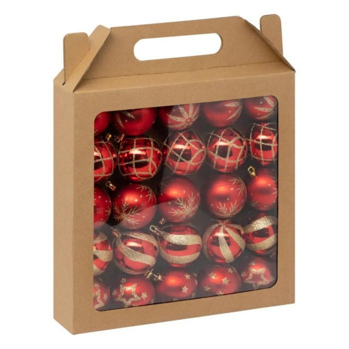 ATMOSPHERA Lot de 25 Boules de Noël  Maison des Couleurs  6cm Rouge & Or