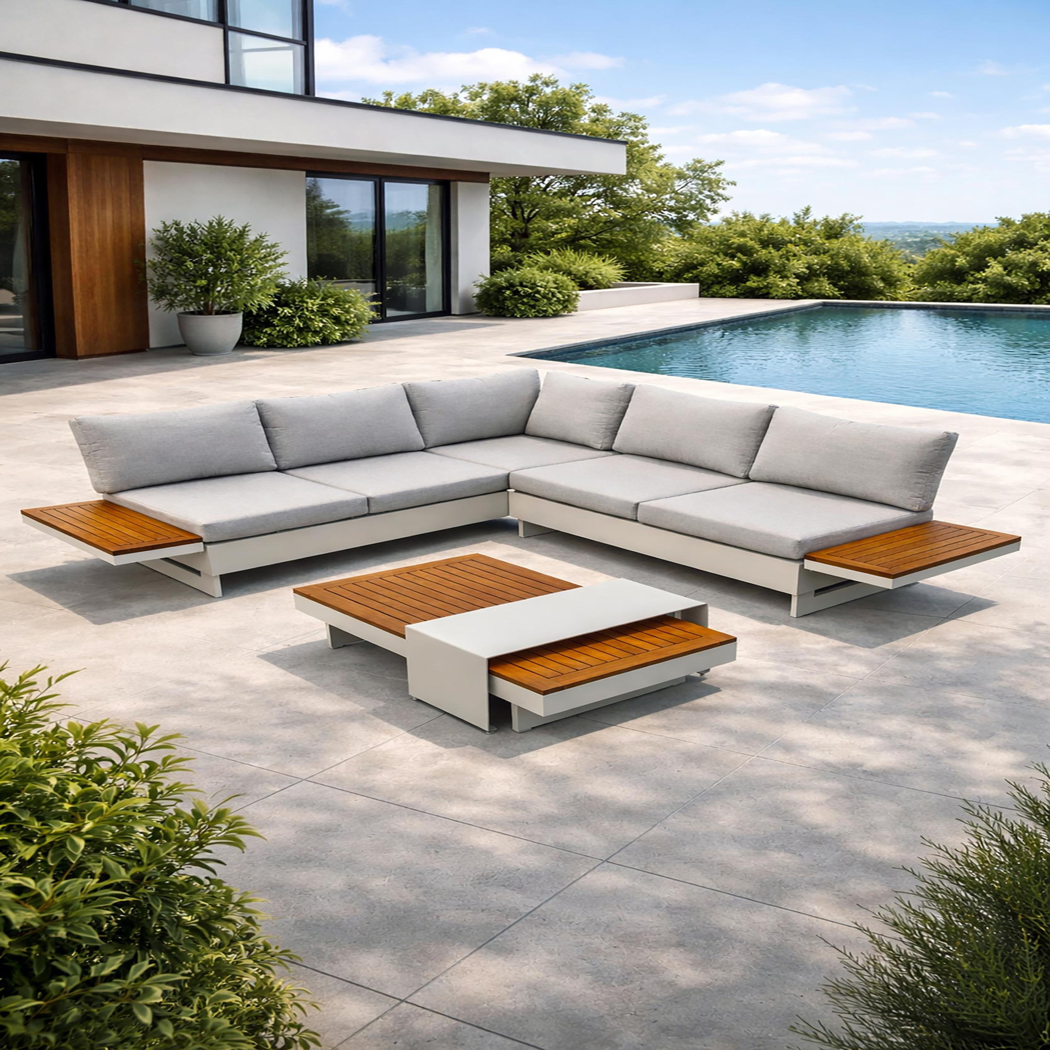 Voir la diapositive 2 : DCB GARDEN Salon de jardin d'angle (6 places)
