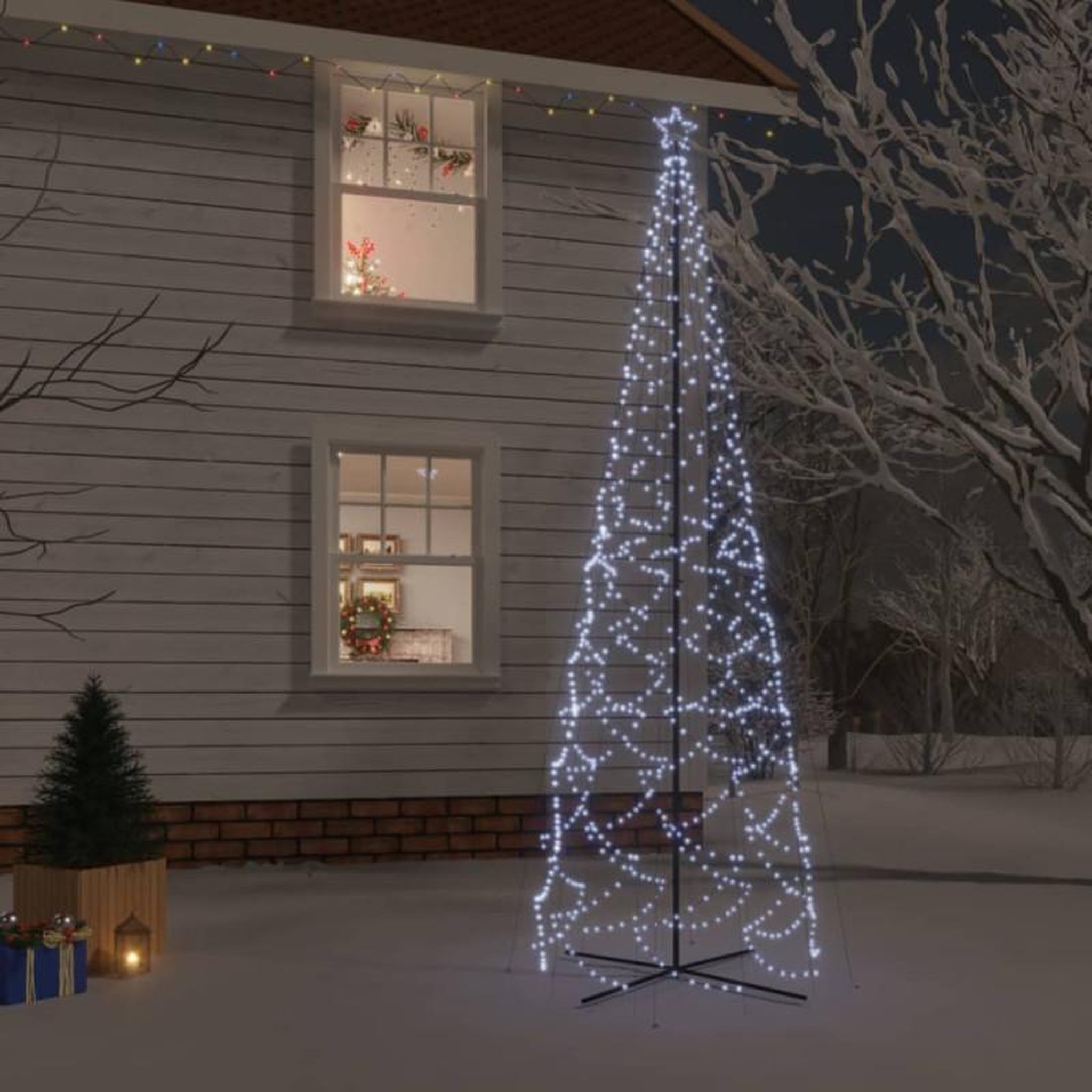 Voir la diapositive 1 : VIDAXL Arbre de Noël cône 1400 LED Blanc froid 160x500 cm